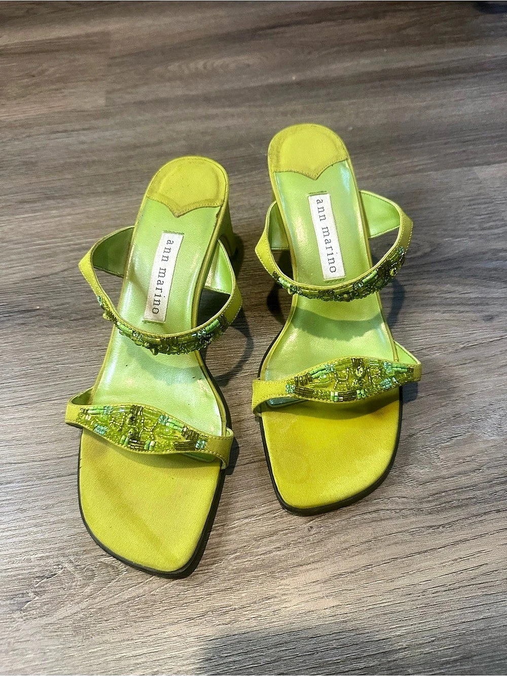 Ann Marino Embellished Beaded Heels in Green US 6M Y2K Fairycore